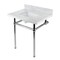 Kingston Brass 30 Console Sink with Brass Legs 8Inch, 3 Hole, Marble WhitePolished Chrome KVBH3022M8SQ1 - alternate 1